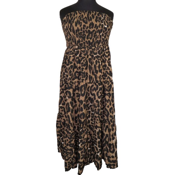 Shein Women's Leopard Smocked Maxi Dress Plus Size 3X - Picture 4 of 9